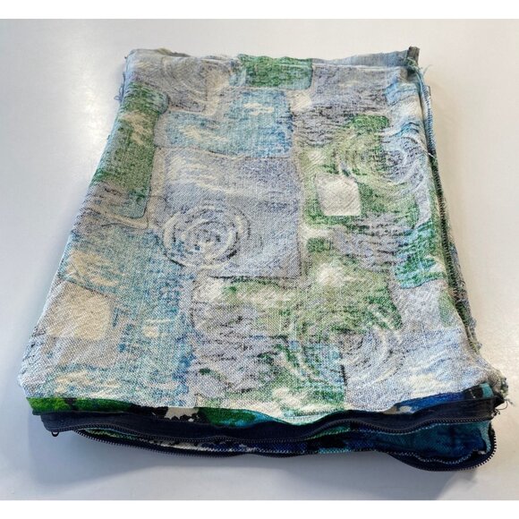 Vintage 70s throw pillow sham, blue green abstract decorative pillow cover - Picture 7 of 9